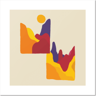 Color block mountain Posters and Art